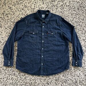 Levi’s Denim Shirt Pearl Snap Button Western Blue Standard Fit Men’s Size XXL